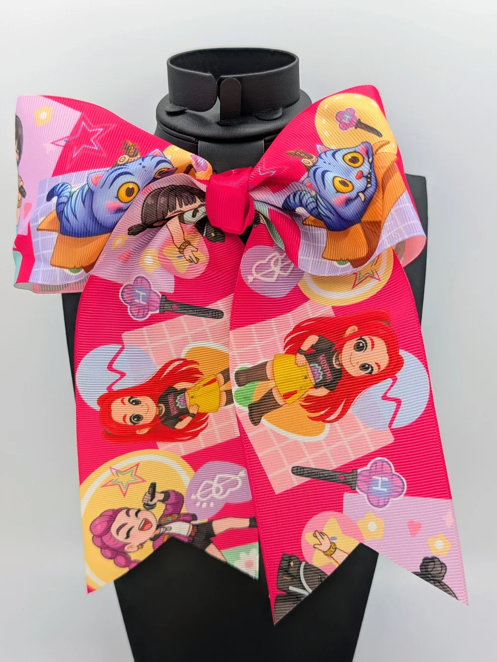 Girls Pink Kpop Demon Hunters Huntrix Ribbon Hair Bow